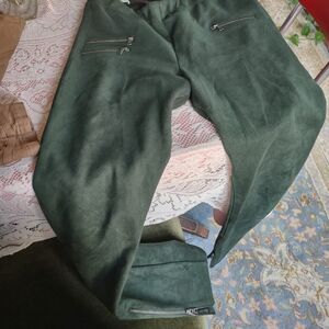 BCBGMaxAzria Women's Dark Green Suede Leggings